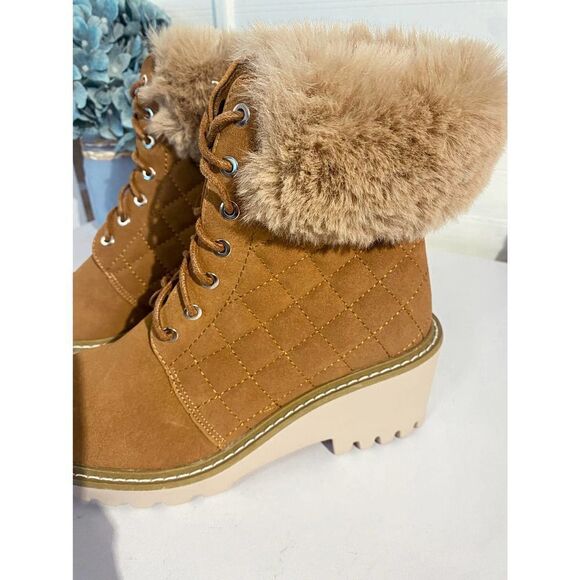 Nicole Miller Faux Fur Cuff Wedge Bootie - Picture 4 of 11